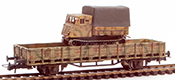 German WWII RSO Magirus in Summer Camo load on a two axle flat car